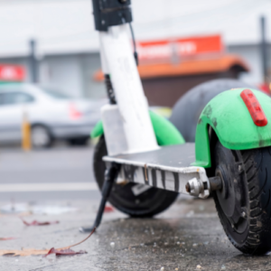 Electric Scooter Parked in an Urban Environment